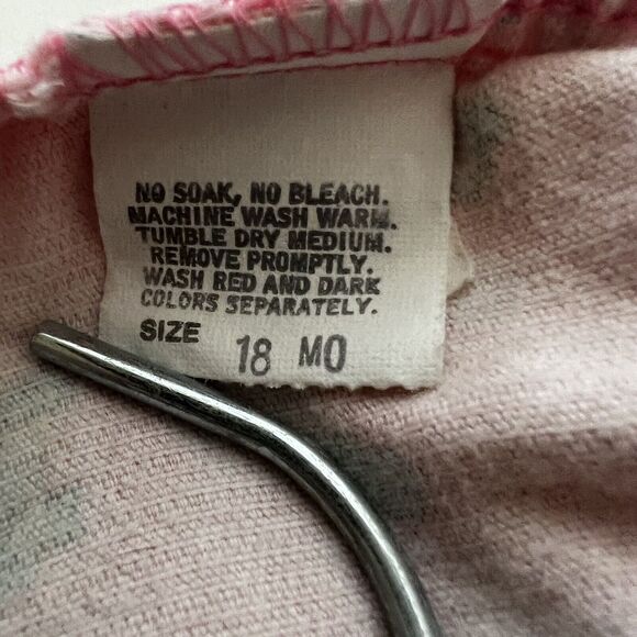 Vtg OshKosh B'Gosh Baby 18 Month Girls Pink Floral Flower Romper Skirt Overall - Picture 4 of 5